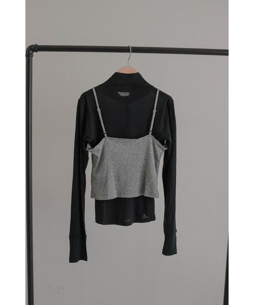 tento(テント)の「Ribbed High-Neck Cardigan & Cami Twin Set(Tシャツ/カットソー・レディース・ネイビー/ブラック・FREE)」の8枚目の写真