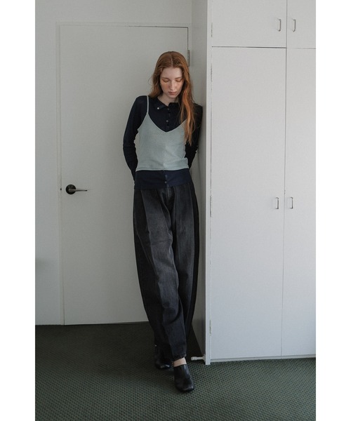 tento(テント)の「Ribbed High-Neck Cardigan & Cami Twin Set(Tシャツ/カットソー・レディース・ネイビー/ブラック・FREE)」の15枚目の写真