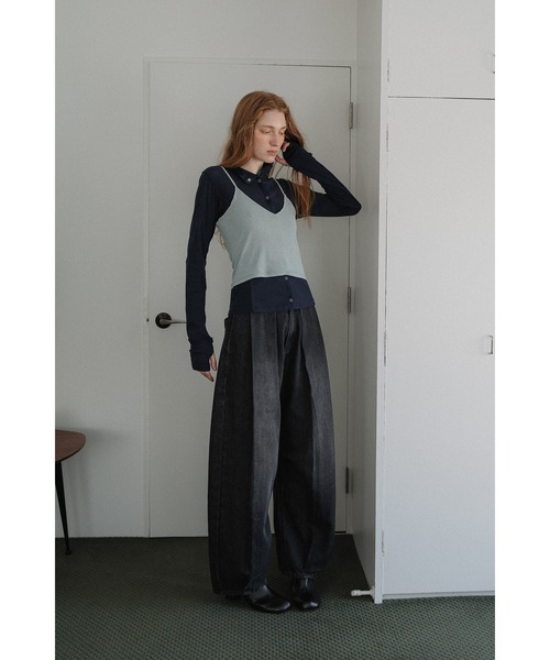 tento(テント)の「Ribbed High-Neck Cardigan & Cami Twin Set(Tシャツ/カットソー・レディース・ネイビー/ブラック・FREE)」の16枚目の写真