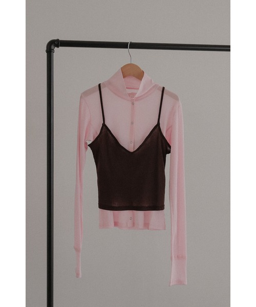 tento(テント)の「Ribbed High-Neck Cardigan & Cami Twin Set(Tシャツ/カットソー・レディース・ネイビー/ブラック・FREE)」の10枚目の写真