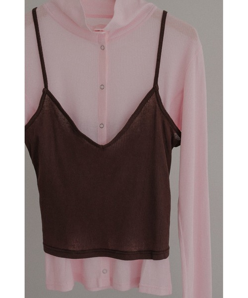 tento(テント)の「Ribbed High-Neck Cardigan & Cami Twin Set(Tシャツ/カットソー・レディース・ネイビー/ブラック・FREE)」の18枚目の写真