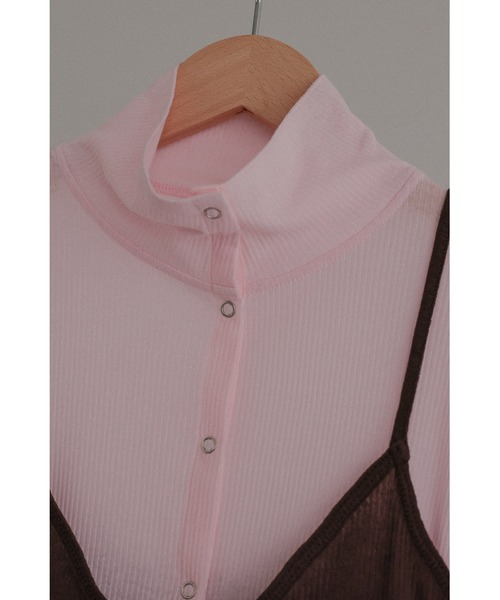 tento(テント)の「Ribbed High-Neck Cardigan & Cami Twin Set(Tシャツ/カットソー・レディース・ネイビー/ブラック・FREE)」の19枚目の写真