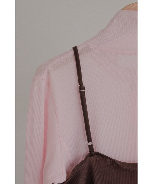 tento(テント)の「Ribbed High-Neck Cardigan & Cami Twin Set(Tシャツ/カットソー・レディース・ネイビー/ブラック・FREE)」の9枚目の写真