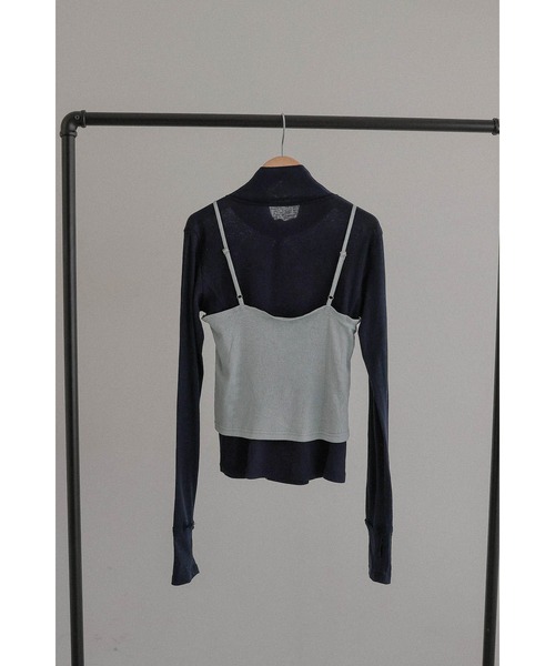 tento(テント)の「Ribbed High-Neck Cardigan & Cami Twin Set(Tシャツ/カットソー・レディース・ネイビー/ブラック・FREE)」の13枚目の写真