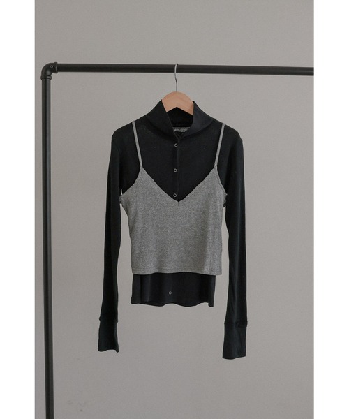 tento(テント)の「Ribbed High-Neck Cardigan & Cami Twin Set(Tシャツ/カットソー・レディース・ネイビー/ブラック・FREE)」の14枚目の写真