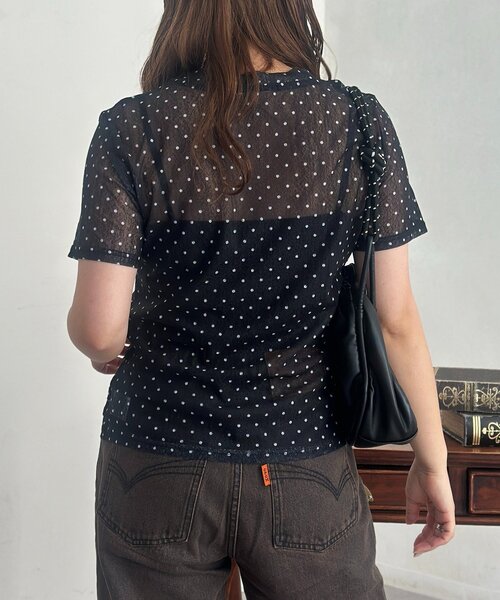 CPCM(シーピーシーエム)の「フェイクレイヤードドットシアーT(Tシャツ/カットソー・レディース・ブラック/グレー/ブラウン・FREE)」の15枚目の写真