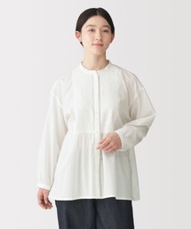 婦人 綿ピンタック 長袖ブラウス
