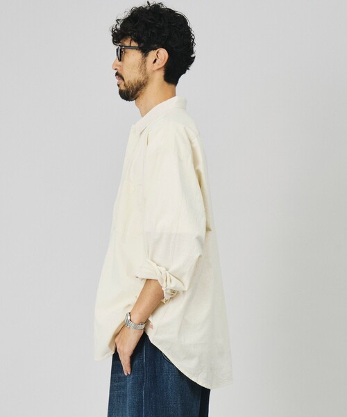 HINSON(ヒンソン)の「HINSON/ヒンソン 別注 シャンブレー ワーク ロングスリーブシャツ/リラックスフィット(シャツ/ブラウス・メンズ・ネイビー/ブルー/ストライプ/ナチュラル・MEDIUM/LARGE)」の22枚目の写真