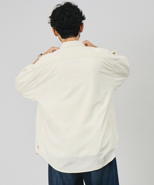 HINSON(ヒンソン)の「HINSON/ヒンソン 別注 シャンブレー ワーク ロングスリーブシャツ/リラックスフィット(シャツ/ブラウス・メンズ・ネイビー/ブルー/ストライプ/ナチュラル・MEDIUM/LARGE)」の21枚目の写真
