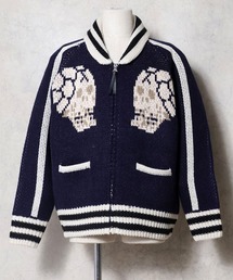 HOUSTON ヒューストン COWICHAN SWEATER（SKULL） / カウチンセーター スカジャン風 ニット カーディガン