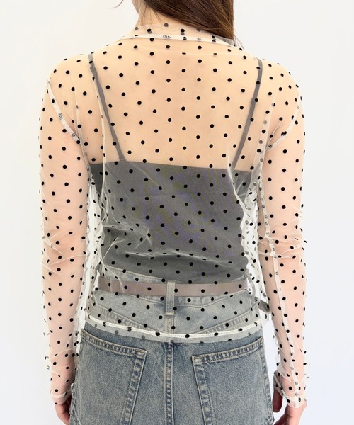 Alite cloth(アリーテクロス)の「ドット柄シアートップス チュールインナー(Tシャツ/カットソー・レディース・アイボリー/ブラック/ホワイト・F)」の10枚目の写真