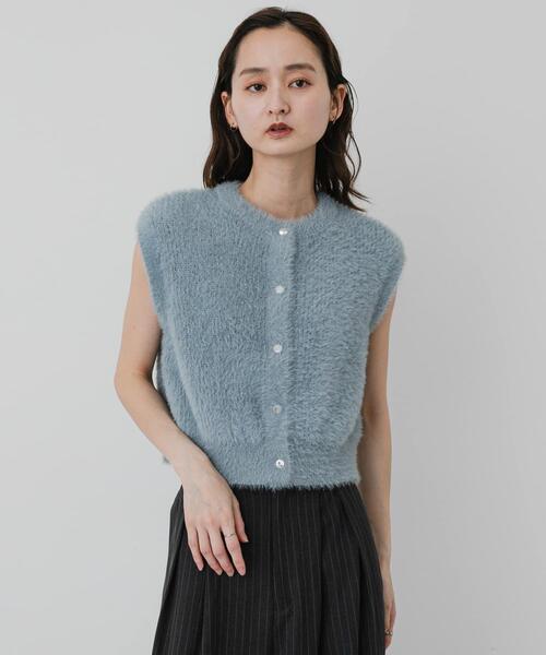 SENSE OF PLACE by URBAN RESEARCH(センスオブプレイスバイアーバンリサーチ)の「『洗濯可』ラメシャギーフロントボタンノースリーブニット(ニット/セーター・レディース・チャコールグレー/ライトブルー/アイボリー・ONE)」の21枚目の写真