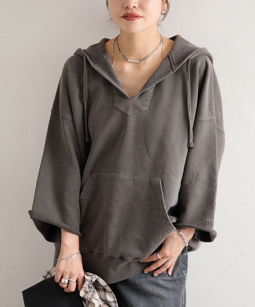 jj mercer(ジェイジェイマーサー)の「【J.J.Mercer / ジェイジェイマーサー】 MEXICAN HOODIE(スウェット・レディース・チャコールグレー/ブラウン・FREE)」の2枚目の写真