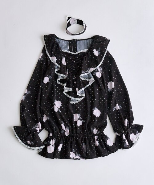 OLIVE des OLIVE(オリーブデオリーブ)の「【インフルエンサー企画】miko rose blouse(シャツ/ブラウス・レディース・ピンク/ブラック・FREE)」の9枚目の写真