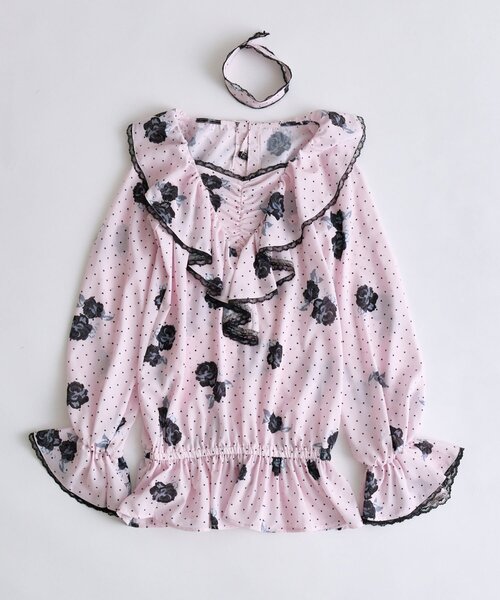 OLIVE des OLIVE(オリーブデオリーブ)の「【インフルエンサー企画】miko rose blouse(シャツ/ブラウス・レディース・ピンク/ブラック・FREE)」の16枚目の写真