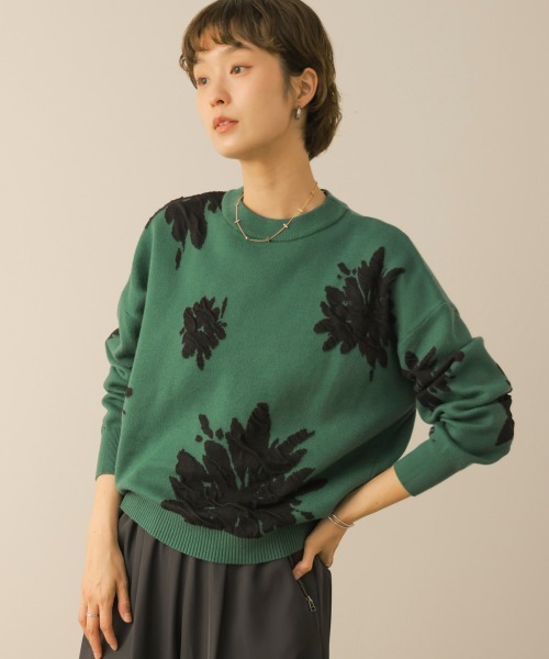 Bou Jeloud(ブージュルード)の「フラワージャガード柄ニットプルオーバー(Tシャツ/カットソー・レディース・グリーン/グレー/ブラック・FREE)」の10枚目の写真