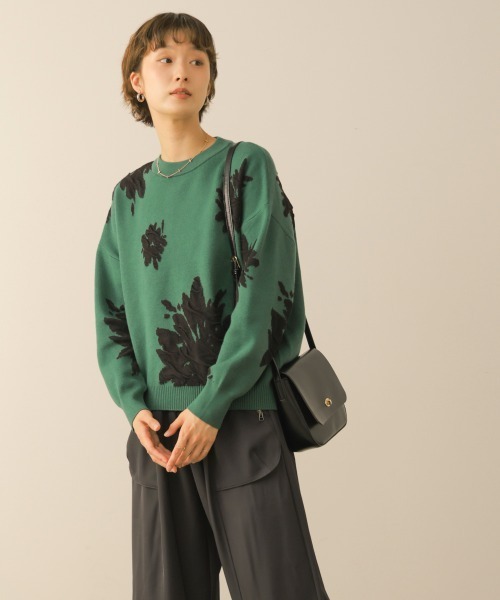 Bou Jeloud(ブージュルード)の「フラワージャガード柄ニットプルオーバー(Tシャツ/カットソー・レディース・グリーン/グレー/ブラック・FREE)」の13枚目の写真