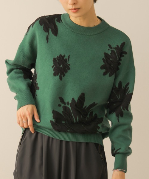 Bou Jeloud(ブージュルード)の「フラワージャガード柄ニットプルオーバー(Tシャツ/カットソー・レディース・グリーン/グレー/ブラック・FREE)」の15枚目の写真