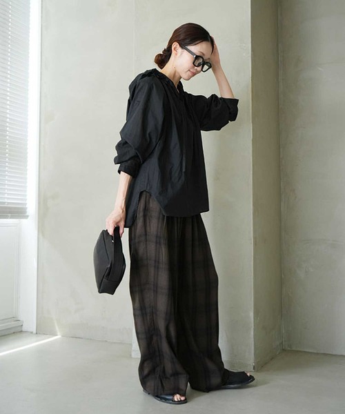 SOLAMONAT LARME（ソラモナラーム）の「ネルチェックパンツ（その他パンツ・レディース・ブラウン/グレー・38）」の6枚目の写真