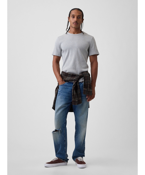 GAP(ギャップ)の「シュランケン リブTシャツ(Tシャツ/カットソー・メンズ・ホワイト/ブラック/グレー・M/XS/XL/L/S)」の9枚目の写真