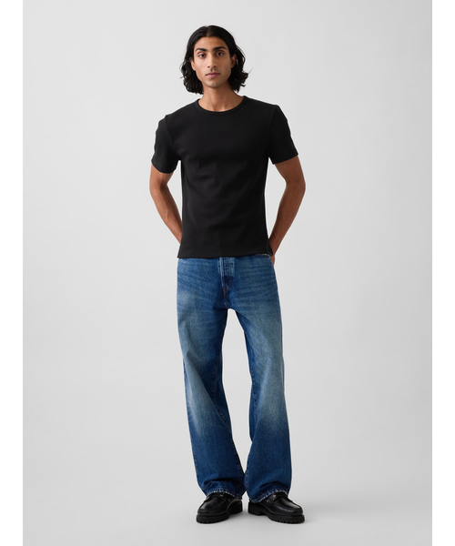 GAP(ギャップ)の「シュランケン リブTシャツ(Tシャツ/カットソー・メンズ・ホワイト/ブラック/グレー・M/XS/XL/L/S)」の12枚目の写真