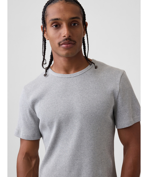 GAP(ギャップ)の「シュランケン リブTシャツ(Tシャツ/カットソー・メンズ・ホワイト/ブラック/グレー・M/XS/XL/L/S)」の14枚目の写真