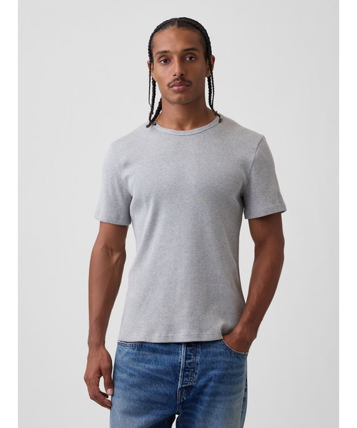 GAP(ギャップ)の「シュランケン リブTシャツ(Tシャツ/カットソー・メンズ・ホワイト/ブラック/グレー・M/XS/XL/L/S)」の7枚目の写真