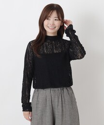 ストレッチレース ボトルネックプルオーバー