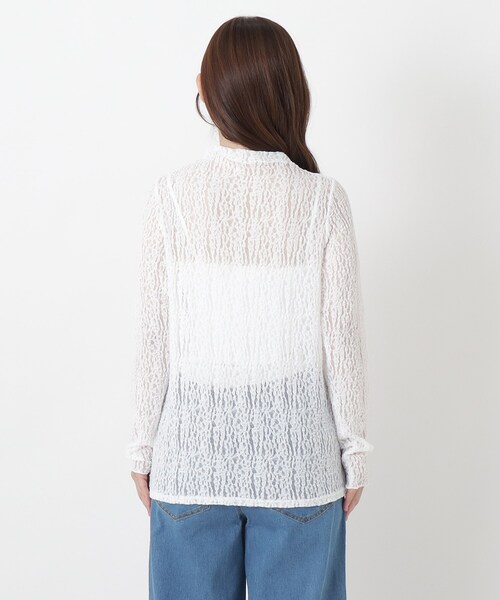 one'sterrace(ワンズテラス)の「ストレッチレース ボトルネックプルオーバー(Tシャツ/カットソー・レディース・アイボリー系8/ブラック系8・02)」の5枚目の写真