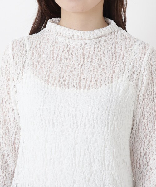 one'sterrace(ワンズテラス)の「ストレッチレース ボトルネックプルオーバー(Tシャツ/カットソー・レディース・アイボリー系8/ブラック系8・02)」の6枚目の写真