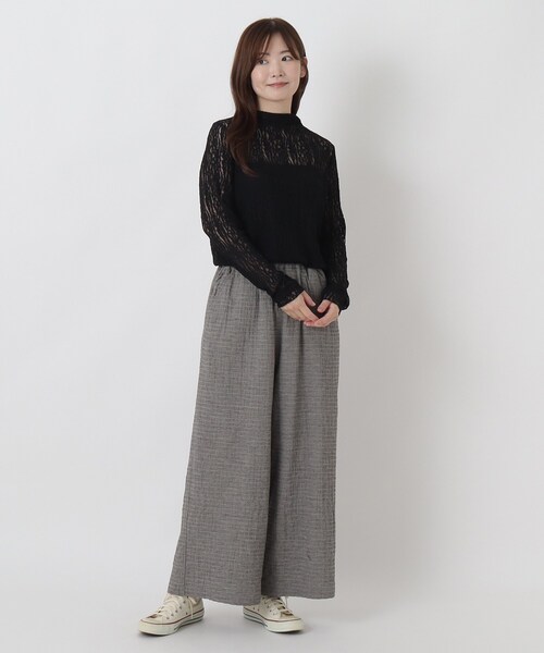 one'sterrace(ワンズテラス)の「ストレッチレース ボトルネックプルオーバー(Tシャツ/カットソー・レディース・アイボリー系8/ブラック系8・02)」の11枚目の写真