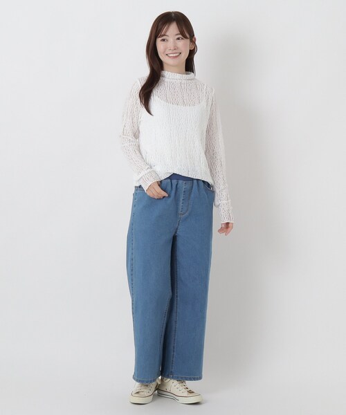 one'sterrace(ワンズテラス)の「ストレッチレース ボトルネックプルオーバー(Tシャツ/カットソー・レディース・アイボリー系8/ブラック系8・02)」の13枚目の写真