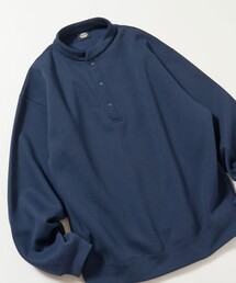 限定展開 ヘンリーネック スナップボタン スウェット