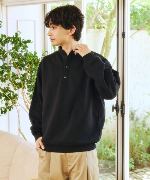 FREAK'S STORE(フリークスストア)の「限定展開 ヘンリーネック スナップボタン スウェット(Tシャツ/カットソー・メンズ・グレー/ブラック/チャコールグレー/ネイビー・SMALL/MEDIUM/LARGE)」の16枚目の写真