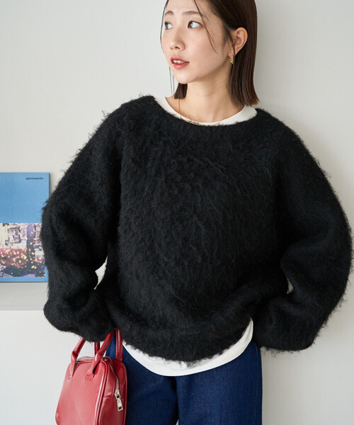 FREAK'S STORE(フリークスストア)の「限定展開 ミックスシャギー ラグラン ニット プルオーバー(ニット/セーター・レディース・ブラック/グレー/ブラウン/ナチュラル/イエロー/ネイビー/ピンク・フリ-)」の16枚目の写真