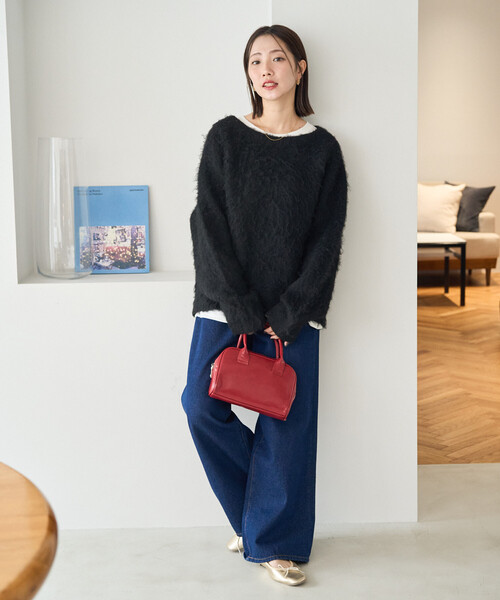 FREAK'S STORE(フリークスストア)の「限定展開 ミックスシャギー ラグラン ニット プルオーバー(ニット/セーター・レディース・ブラック/グレー/ブラウン/ナチュラル/イエロー/ネイビー/ピンク・フリ-)」の20枚目の写真