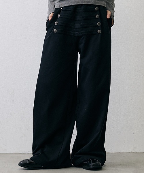Shoowtime（ショウタイム）の「Military Napoleon Button Wide Sweatpants / ミリタリー ナポレオンボタン ワイドスウェットパンツ（スウェットパンツ・メンズ・ブラック/グレー・MEDIUM/LARGE/X-LARGE/SMALL）」の9枚目の写真
