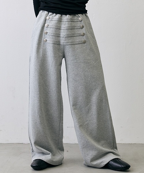 Shoowtime（ショウタイム）の「Military Napoleon Button Wide Sweatpants / ミリタリー ナポレオンボタン ワイドスウェットパンツ（スウェットパンツ・メンズ・ブラック/グレー・MEDIUM/LARGE/X-LARGE/SMALL）」の15枚目の写真