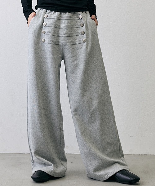 Shoowtime（ショウタイム）の「Military Napoleon Button Wide Sweatpants / ミリタリー ナポレオンボタン ワイドスウェットパンツ（スウェットパンツ・メンズ・ブラック/グレー・MEDIUM/LARGE/X-LARGE/SMALL）」の6枚目の写真
