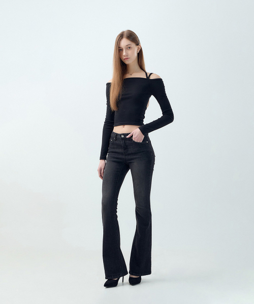 FORTYFOUR（フォーティフォー）の「[W] スリムブーツカットデニム（デニムパンツ・レディース・ライトブルー/ブラック×ブルー・SMALL/MEDIUM/LARGE）」の6枚目の写真