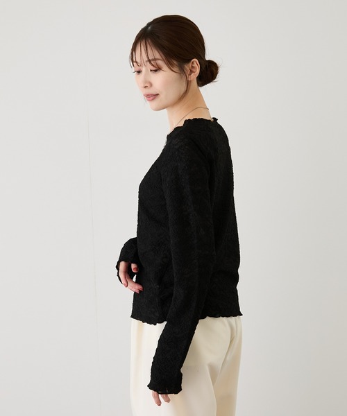 Jayro(ジャイロ)の「ストレッチレースメロウ長袖プルオーバー(Tシャツ/カットソー・レディース・ダークブラウン/オフホワイト/ブラック・M)」の11枚目の写真