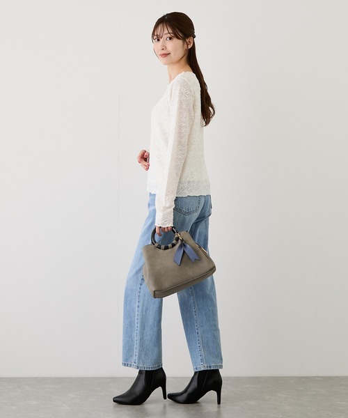 Jayro(ジャイロ)の「ストレッチレースメロウ長袖プルオーバー(Tシャツ/カットソー・レディース・ダークブラウン/オフホワイト/ブラック・M)」の8枚目の写真