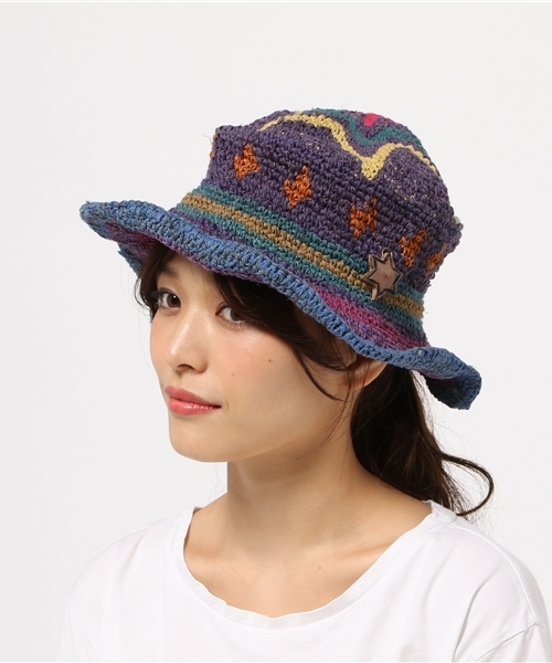チャイハネ（チャイハネ）の「【チャイハネ】スター★HEMP＆COTTONハット（ハット・レディース・パープル/ナチュラル/カーキ・FREE）」の12枚目の写真