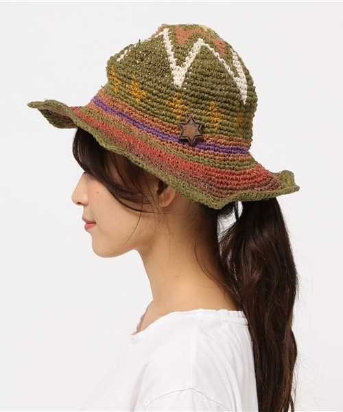チャイハネ（チャイハネ）の「【チャイハネ】スター★HEMP＆COTTONハット（ハット・レディース・パープル/ナチュラル/カーキ・FREE）」の4枚目の写真