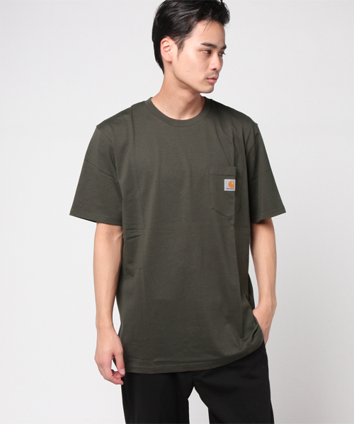 Carhartt WIP（カーハートダブリューアイピー）の「S/S POCKET T-SHIRT（Tシャツ/カットソー・メンズ・ネイビー/ヘザーグレー/ブラック/ホワイト/ライトグリーン/ライトピンク/ライトブルー/イエロー/ブルー系その他/グレー/カーキ・SMALL/LARGE/MEDIUM/X-SMALL/XX-LARGE/X-LARGE）」の5枚目の写真