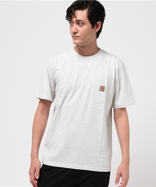 Carhartt WIP（カーハートダブリューアイピー）の「S/S POCKET T-SHIRT（Tシャツ/カットソー・メンズ・ネイビー/ヘザーグレー/ブラック/ホワイト/ライトグリーン/ライトピンク/ライトブルー/イエロー/ブルー系その他/グレー/カーキ・SMALL/LARGE/MEDIUM/X-SMALL/XX-LARGE/X-LARGE）」の4枚目の写真