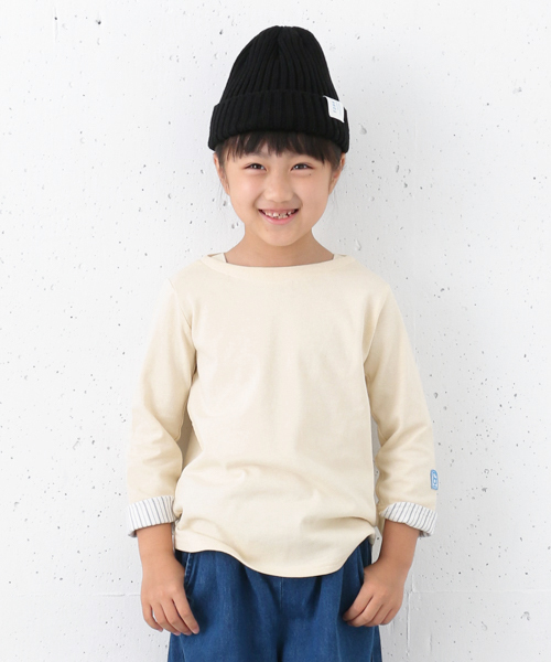 URBAN RESEARCH DOORS（アーバンリサーチドアーズ）の「FORK＆SPOON Marin Boat Neck Cut Sew（Tシャツ/カットソー・キッズ・ベージュ/グリーン系その他/ネイビー・120/135/105/90）」の2枚目の写真