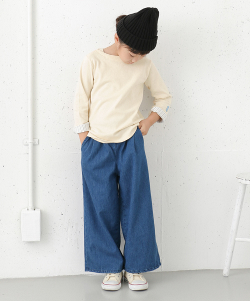 URBAN RESEARCH DOORS（アーバンリサーチドアーズ）の「FORK＆SPOON Marin Boat Neck Cut Sew（Tシャツ/カットソー・キッズ・ベージュ/グリーン系その他/ネイビー・120/135/105/90）」の5枚目の写真