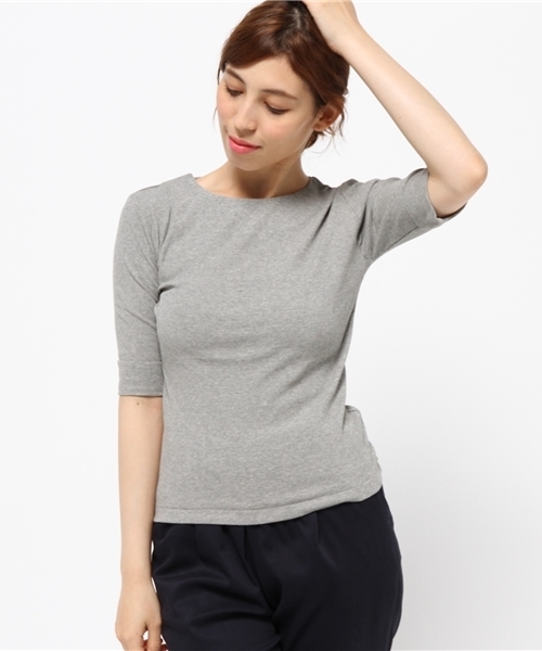 MOUSSY（マウジー）の「BACK ZIP HALF SLEEVE TOPS（Tシャツ/カットソー・レディース・ブルー/トップグレー/レッド/ホワイト/ブラック・FREE）」の17枚目の写真