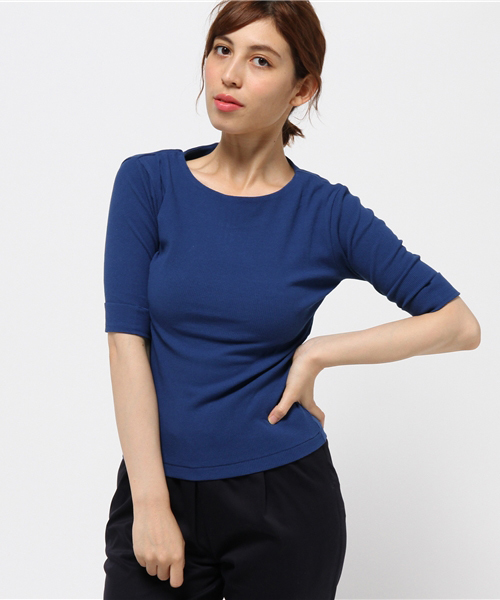 MOUSSY（マウジー）の「BACK ZIP HALF SLEEVE TOPS（Tシャツ/カットソー・レディース・ブルー/トップグレー/レッド/ホワイト/ブラック・FREE）」の18枚目の写真